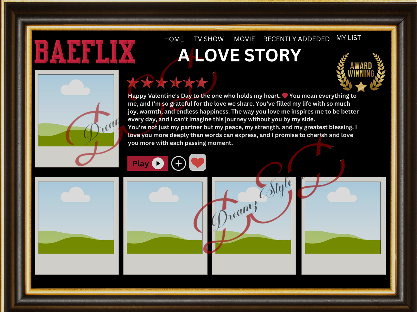 Netflix Baeflix Plaque Template