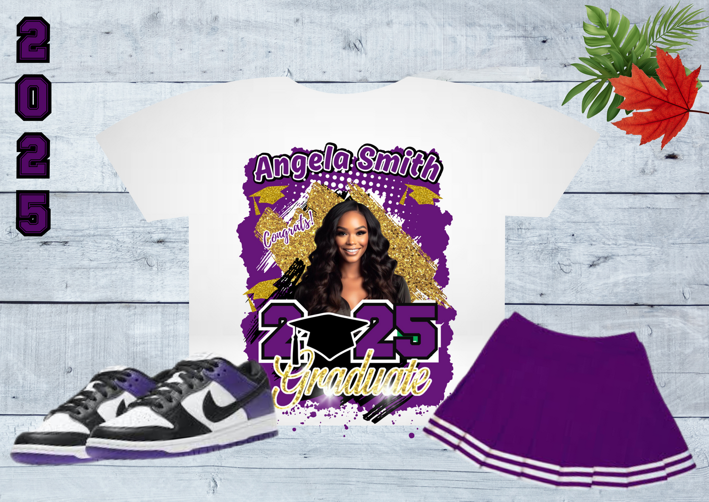 Graduation T-shirt ( Customized) Purple and Black
