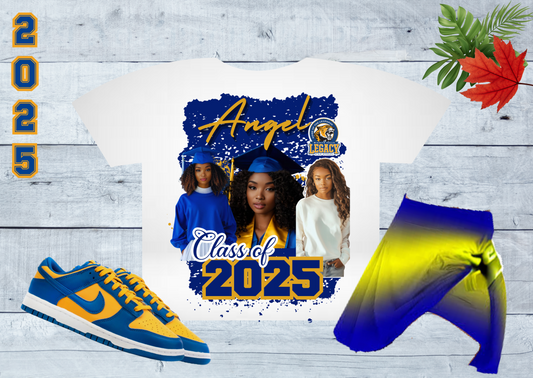 Graduation T-shirt ( Customized) Blue & Yellow