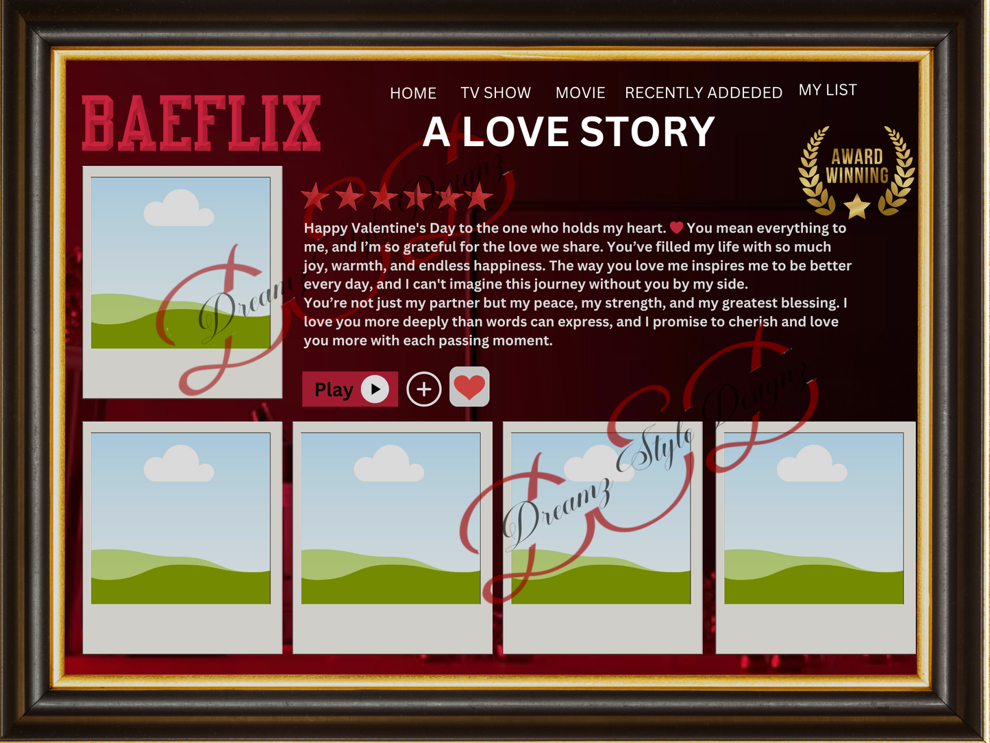 Netflix Baeflix Plaque Template